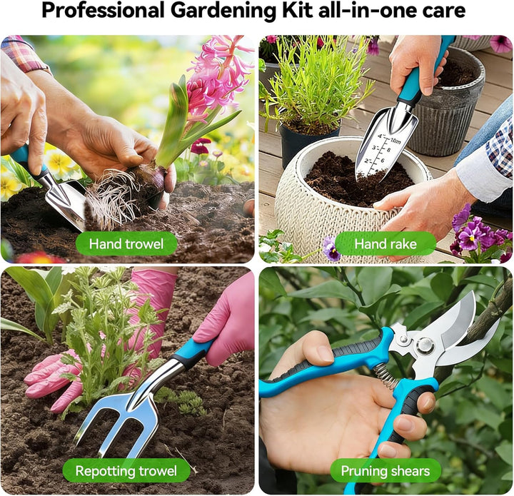 auvstar Gartenwerkzeug Set,7 Stück Gartengeräte,Gartenwerkzeuge Rost Gartenarbeit Set mit Dauerhafte