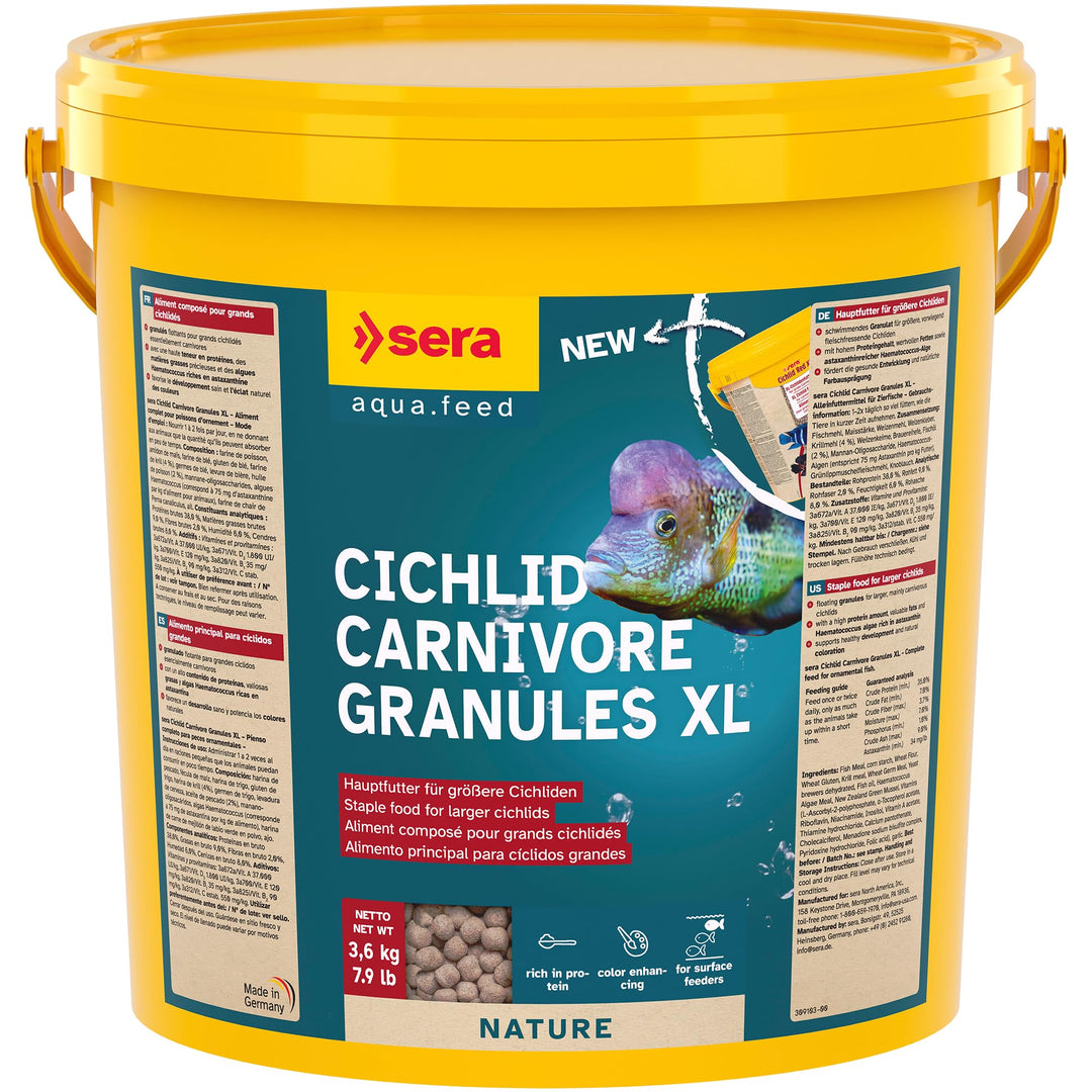 sera Cichlid Red XL Nature 10 L (3,6 kg) - Hauptfutter für grössere carnivore Cichliden, Futter für
