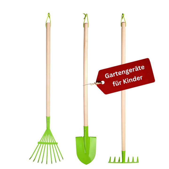Eli® Gartenwerkzeug Kinder inkl. Spaten - Rechen und Harke - Werkzeug Set | Geschenke für Jungen und