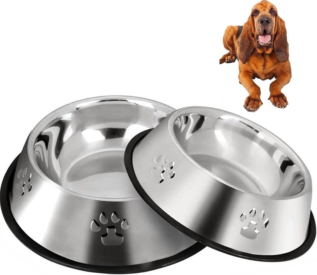 2 Stück Edelstahl Hundenapf,rutschfeste Hundenäpfe/Futternapf,Hundenapf Grosse Hunde (30 cm) XL-30CM