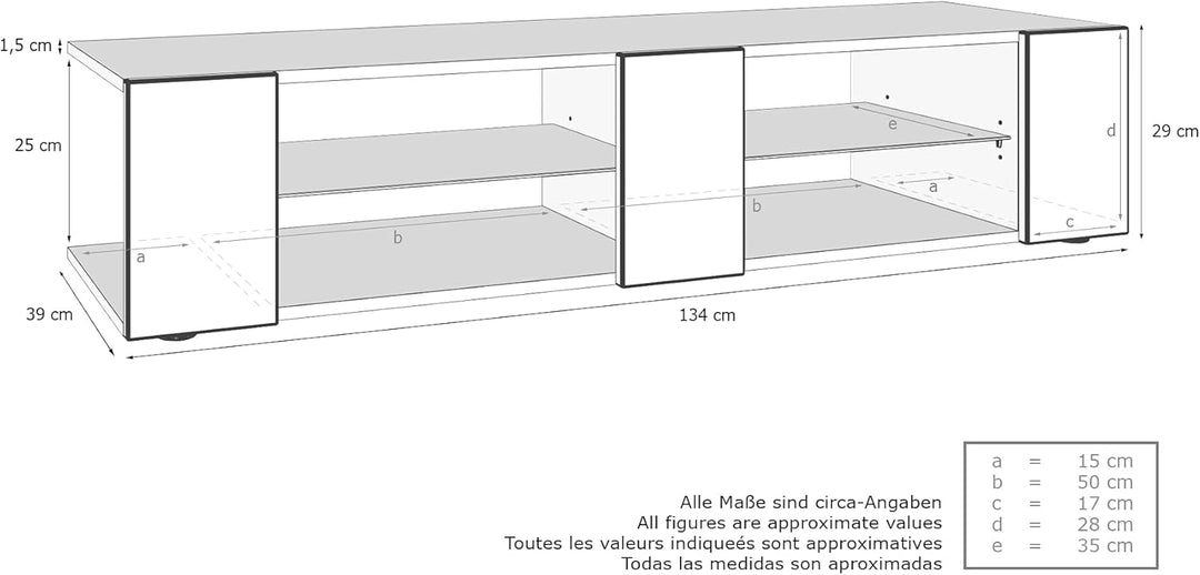 Vladon Lowboard Movie V2, TV-Kommode mit 6 offenen Fächern und Zierleisten, Schwarz matt/Bordeaux Ho