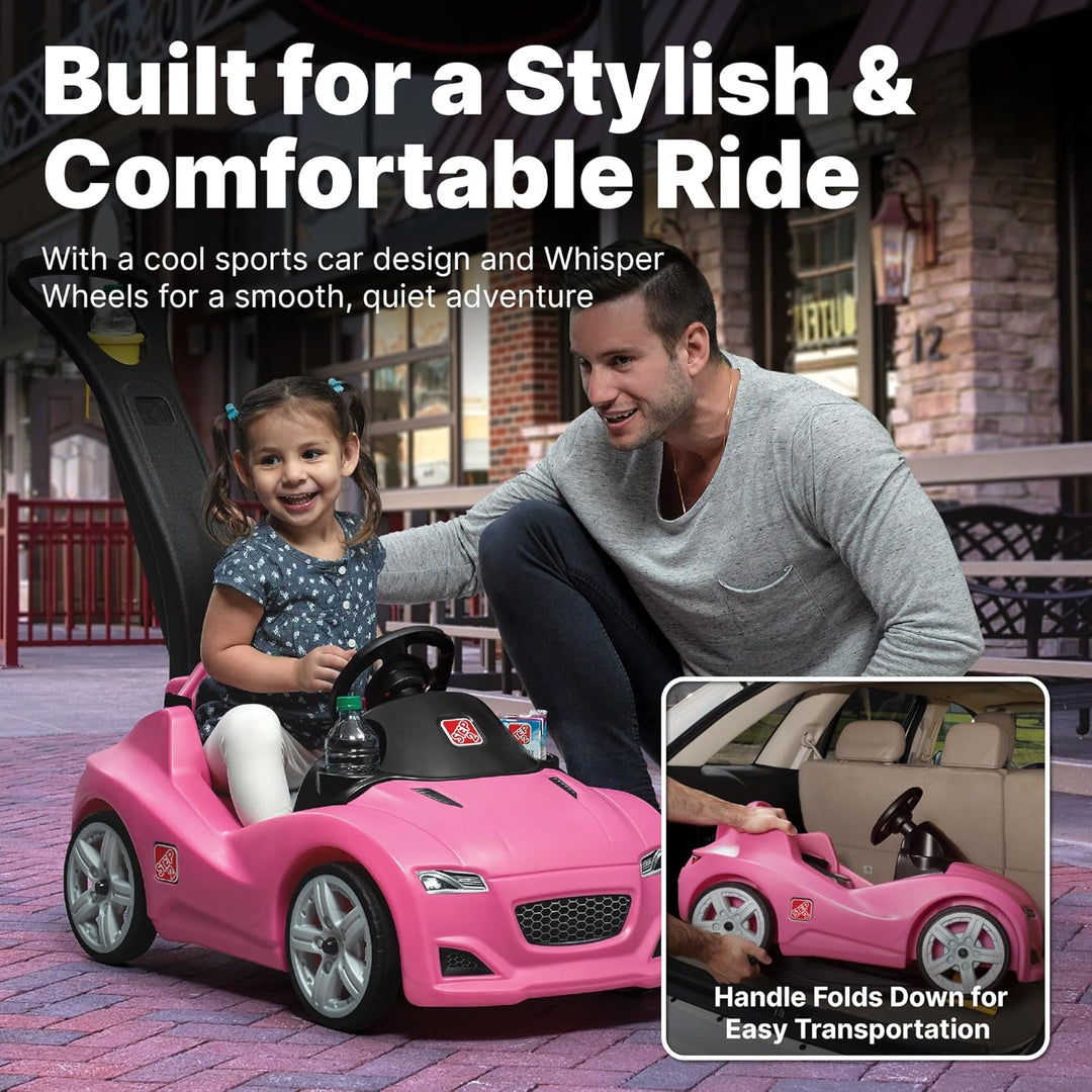Step2 Whisper Ride Kinderauto/Rutscher in Rosa | Spielzeug Auto mit Schiebestange | Kinderfahrzeug/R