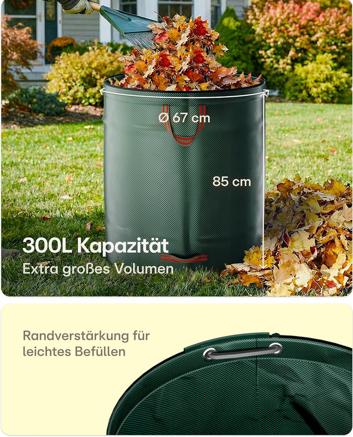 Praknu 3x Gartenabfallsack 300 Liter - Laubsack Mit 4 Reissfesten Griffen - Stabil - Faltbar - Wiede