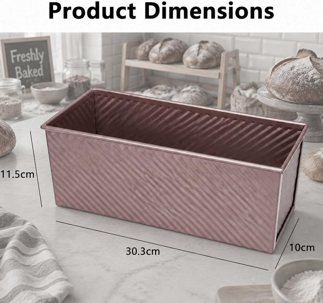 GETRICH Toastbrot Backform mit Deckel, 1000g, 32x 12x 11 CM, Roségold | Antihaft, Rechteckig Brotbac