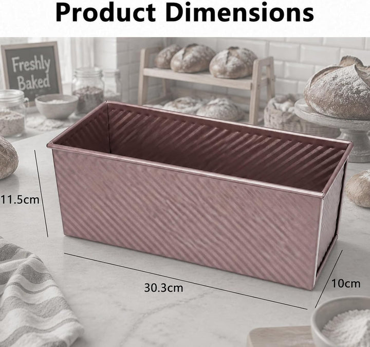 GETRICH Toastbrot Backform mit Deckel, 1000g, 32x 12x 11 CM, Roségold | Antihaft, Rechteckig Brotbac