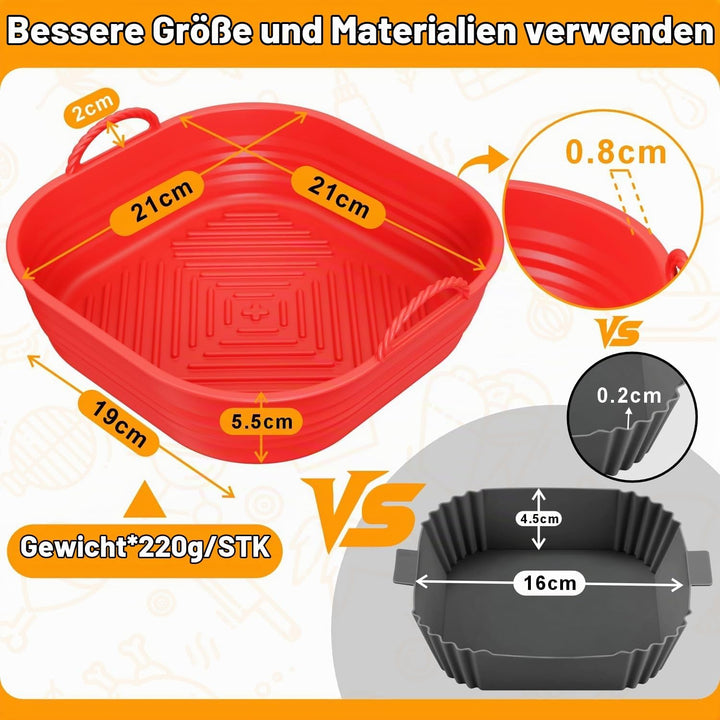 Silikonform für Heissluftfritteuse Zubehör | Air Fryer Liners Wiederverwendbar anstelle Airfryer Bac