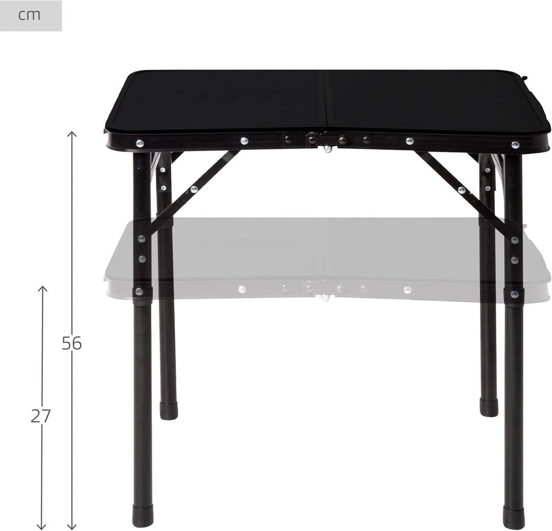 AKTIVE Kleiner Klapptisch, Schwarz, 60x45x27/56 cm, Höhenverstellbar, Anti-Rutsch-Stopper, Tragkraft