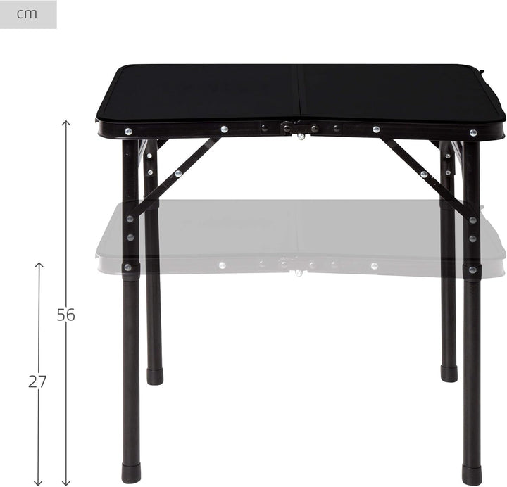 AKTIVE Kleiner Klapptisch, Schwarz, 60x45x27/56 cm, Höhenverstellbar, Anti-Rutsch-Stopper, Tragkraft