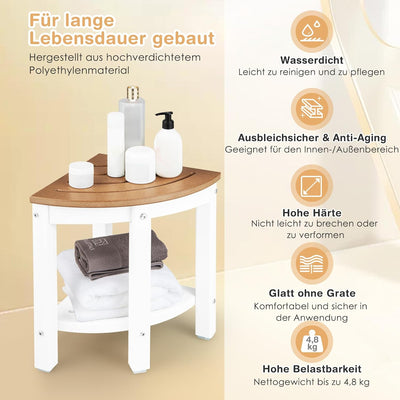 RELAX4LIFE Eck-Duschbank, HDPE-Duschhocker mit Ablage, Badezimmer-Fussstütze für Kleine Räume, Wasse