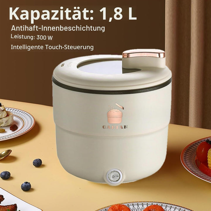 Fockety Digitaler Reiskocher, 300 W, 1,8 L Doppelte Schichten Getreidekocher Anti-Verbrühung Anti-St