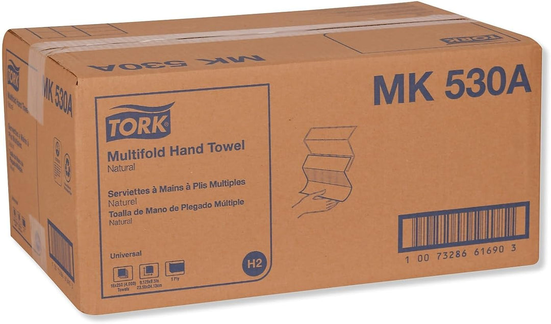 Tork Multifold Handtuch Natural H2 Universal, 100% recycelte Fasern, 16 x 250 Blatt, MK530A