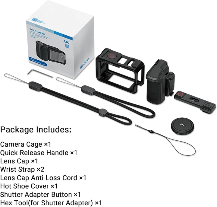JJC Osmo Action 5 Pro Cage Street Grip Kit, Metall-Schutzrahmen mit Griff für DJI Osmo Action 5 Pro/