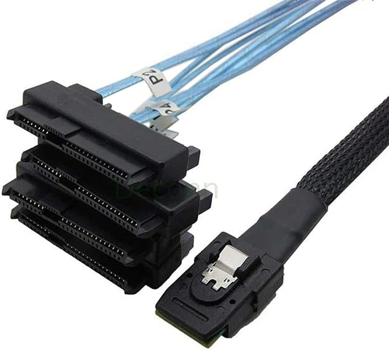 NFHK Internal 36 Pin Mini SAS SFF-8087 Host to 4 SFF-8482 Target SAS Hard Disk and SATA Power Cable