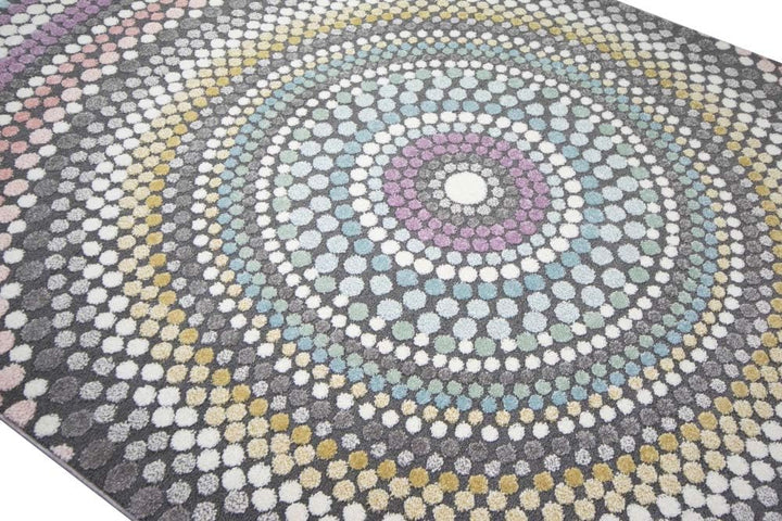 CARPETIA Teppich modern Wohnzimmer Teppich Regenbogen gepunktet bunt Pastell Grösse 200 x 290 cm, 20