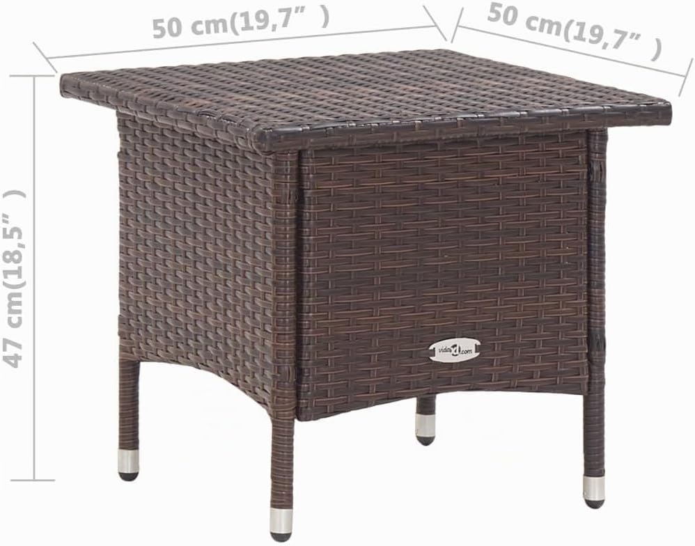 vidaXL Teetisch Witterungsbeständig Gartentisch Beistelltisch Balkontisch Tisch Rattantisch Gartenmö