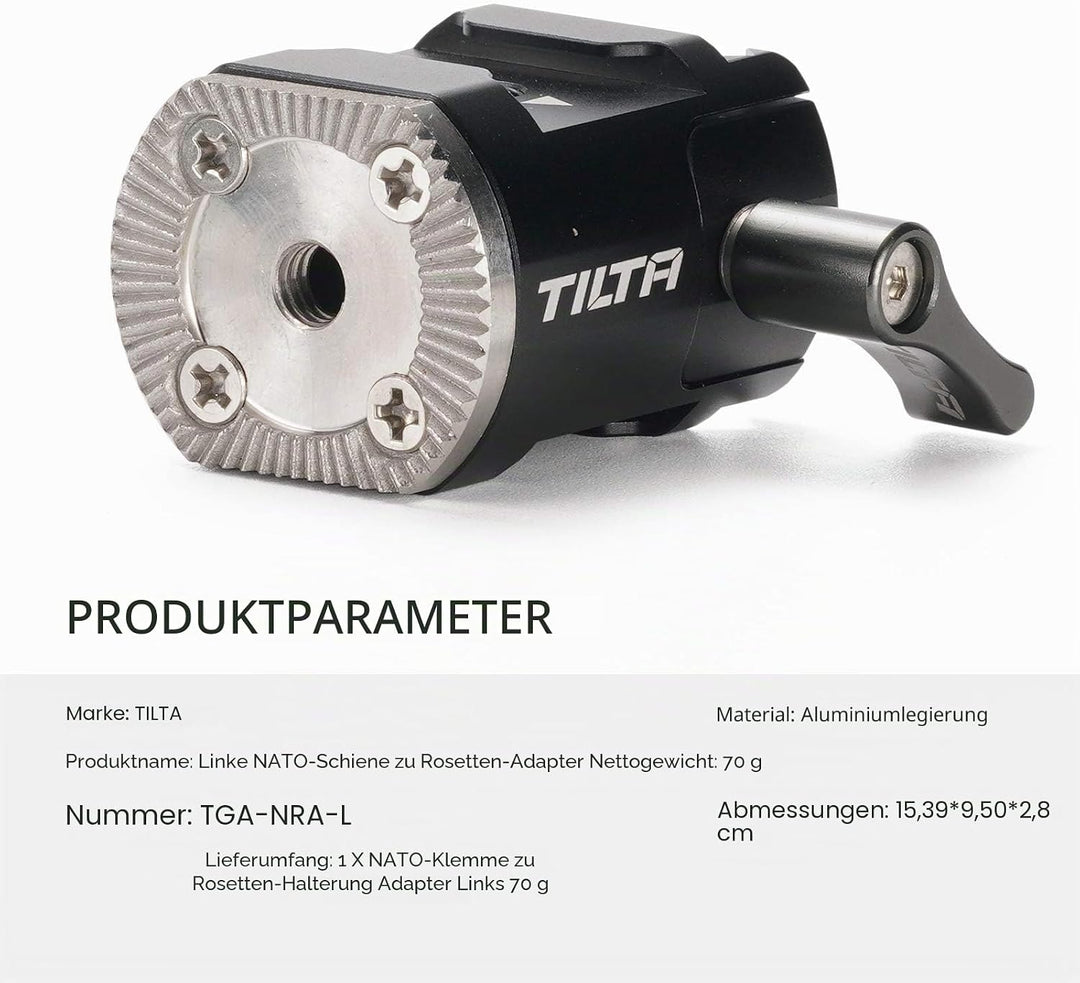 Tilta Linke Side NATO Rail zum Rosettenadapter für DJI RS 2/RS 3 Pro/RSC 2/RS 3 Gimbal TGA-NRA-L