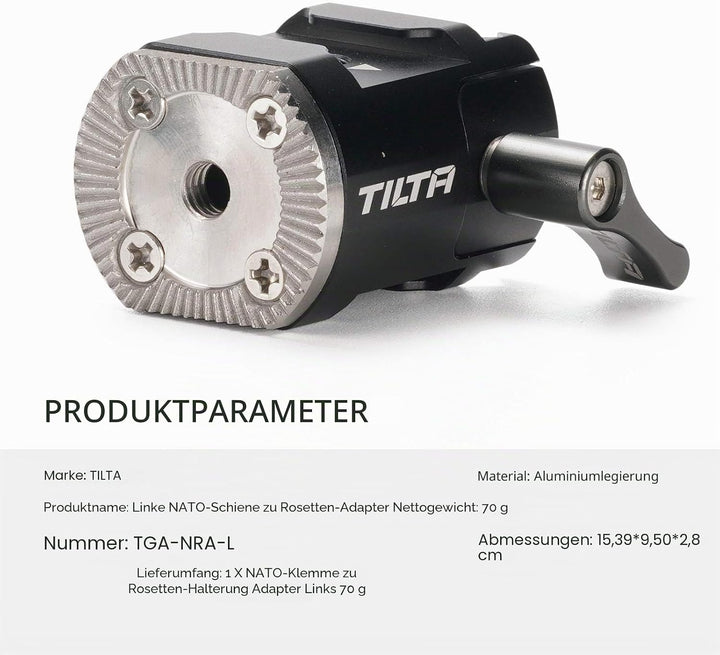 Tilta Linke Side NATO Rail zum Rosettenadapter für DJI RS 2/RS 3 Pro/RSC 2/RS 3 Gimbal TGA-NRA-L