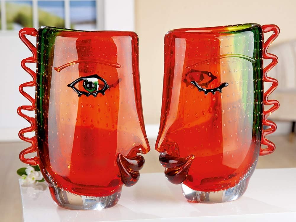 GILDE GLAS art Vase Design - Dekoobjekt - Unikat handgefertigt aus Glas H 31 cm