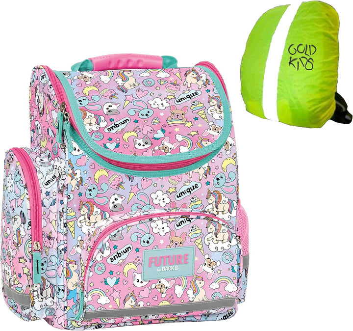 Goldkids Ranzen rosa Tornister Schulranzen mit Tier Motiv für Mädchen ab der 1. Klasse Grundschule i
