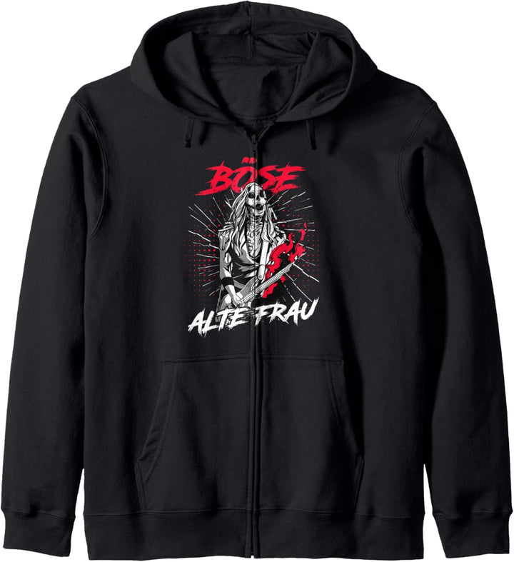 Böse alte Frau - Oma Rockerin Spruch Kapuzenjacke