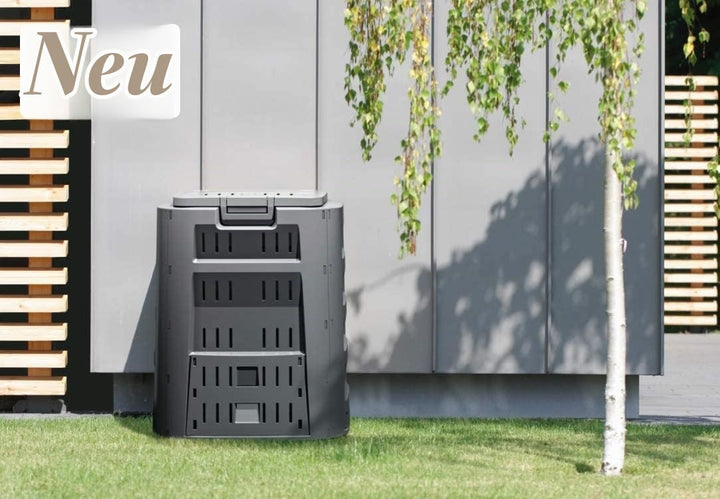 rg-vertrieb Garten Komposter 220L Schwarz Thermokomposter Kompostbehälter Kunststoff Deckel