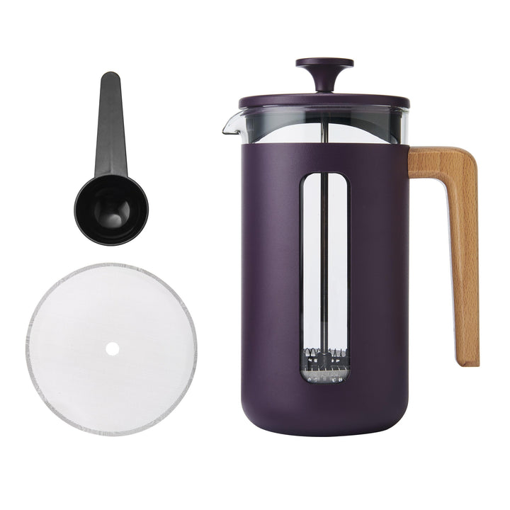 La Cafetière Pisa Kaffeebereiter für 8 Tassen, violett, langlebiger Edelstahl-Kolben, hitzebeständig