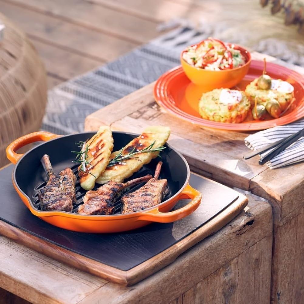 LE CREUSET Signature Hohe runde Grillpfanne aus Gusseisen, für alle Herdarten und Backöfen, 25 cm, O