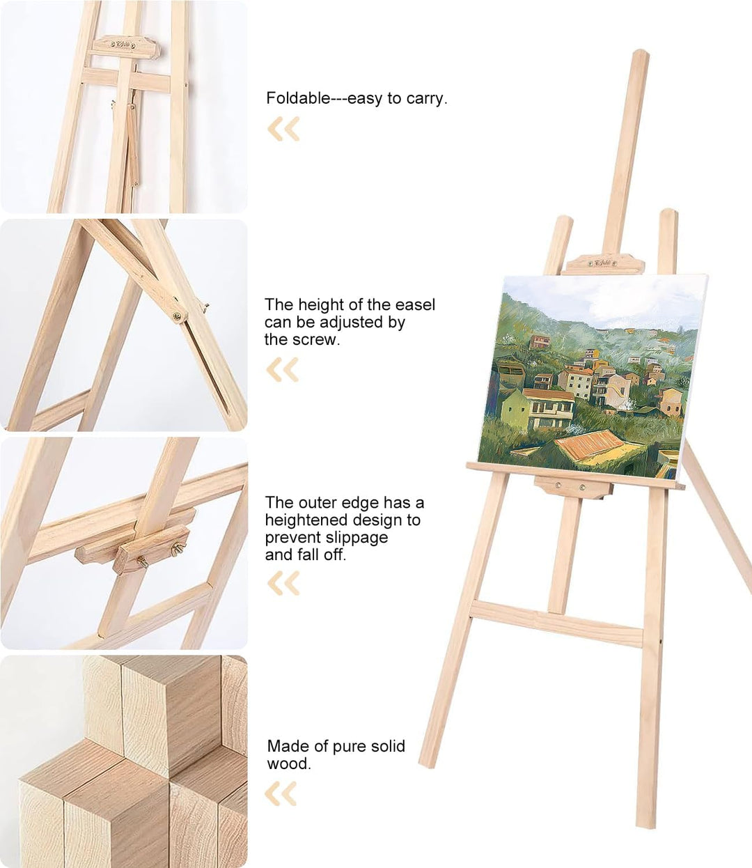 Zawaer Staffelei 150CM Aus Vollholz - Gross Klappbar Und Höhenverstellbar - Bild Ständer für Kunst,