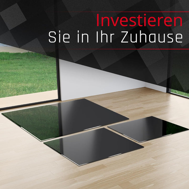 BIJON Funkenschutz-Platte Schwarz mit polierter Kante, Glasplatte Kaminofen | Kaminschutz mit ESG Si