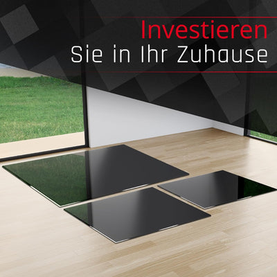 BIJON Glasplatte Kreis Schwarz für Kaminofen mit Dichtlippe, Glasbodenplatte - Funkenschutzplatte Gl