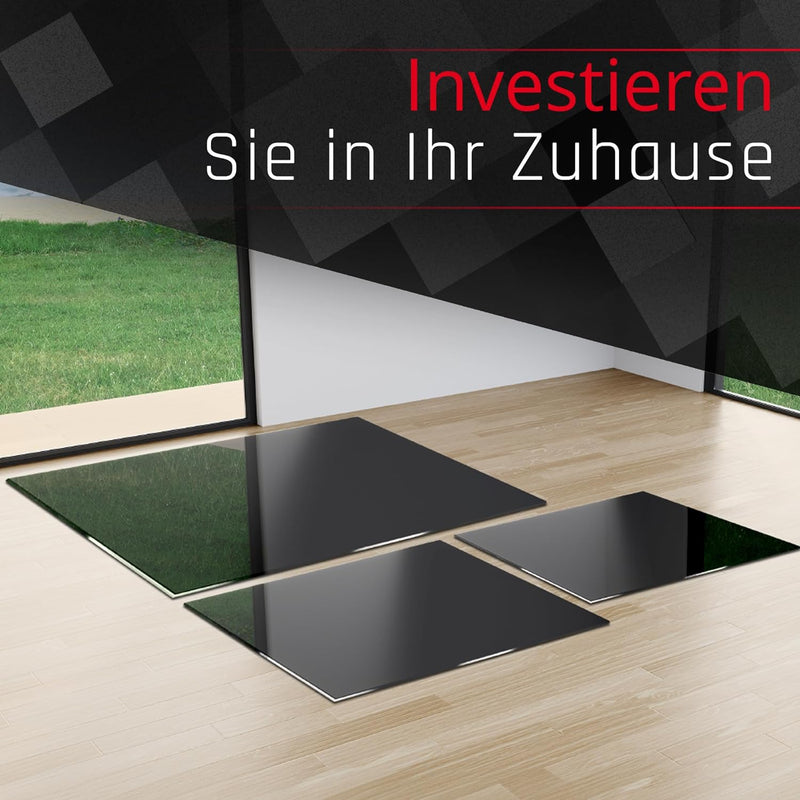 BIJON Glasplatte Kreis Schwarz für Kaminofen mit Dichtlippe, Glasbodenplatte - Funkenschutzplatte Gl