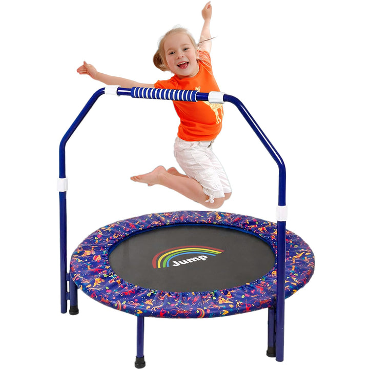 Trampolin mit Stange für Kinder, Ø ca 91cm|Faltbarer Rebounder für Minitrampolin mit Handlauf,Sicher
