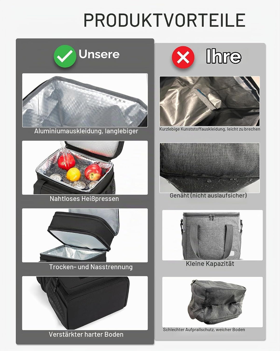 HSHRISH Taktische Lunchtasche, doppellagige isolierte grosse Kühltasche für Herren Erwachsene wasser
