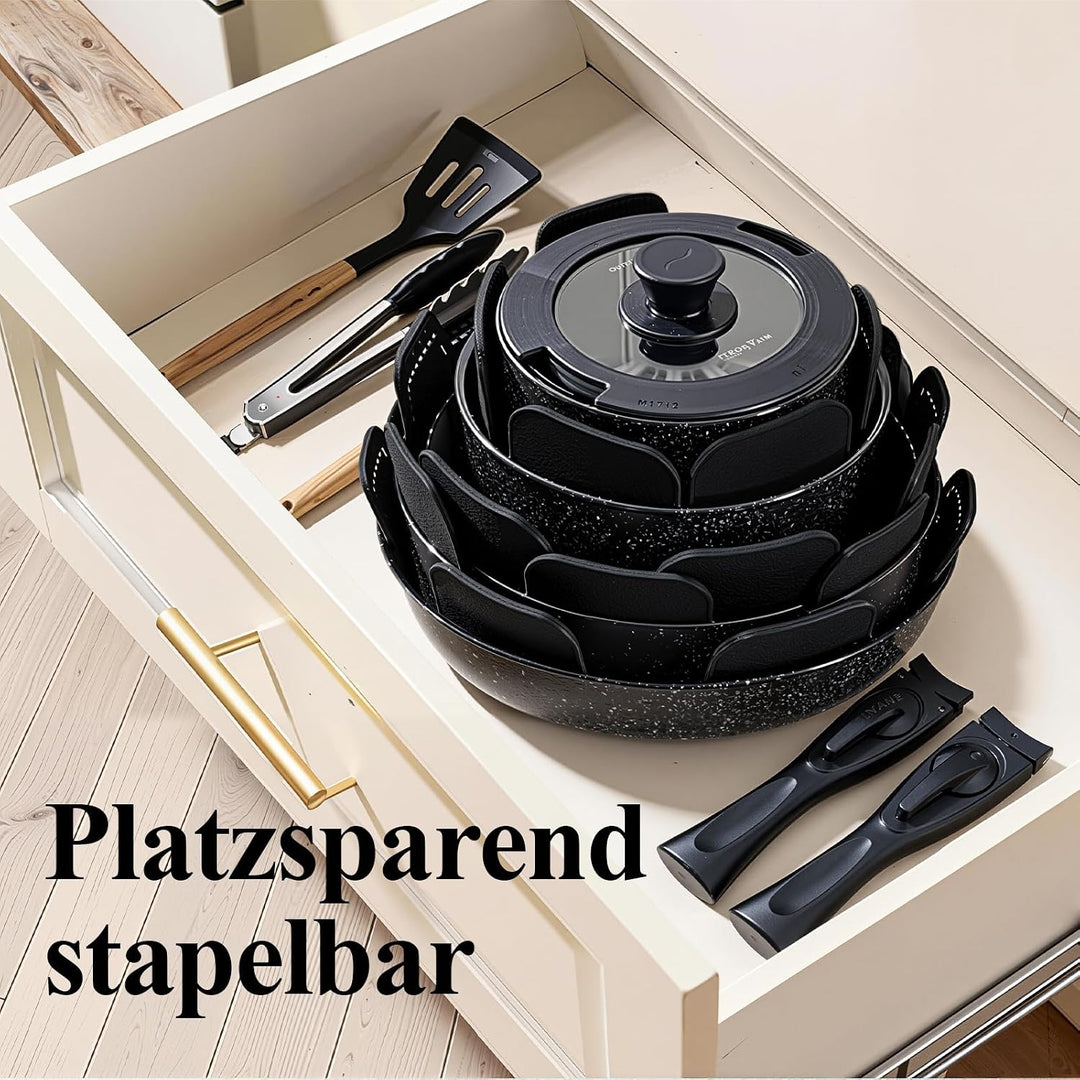Chef Power Pfannenset Topfset 19-teilig, Titan-Keramik-Antihaft Kochgeschirr Set mit abnehmbaren Gri