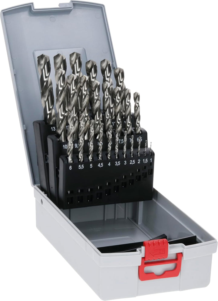 Bosch Professional 25tlg. HSS-G ProBox Metallbohrer-Set (für Stahl, Ø 1-13 mm, Zubehör Bohrschrauber