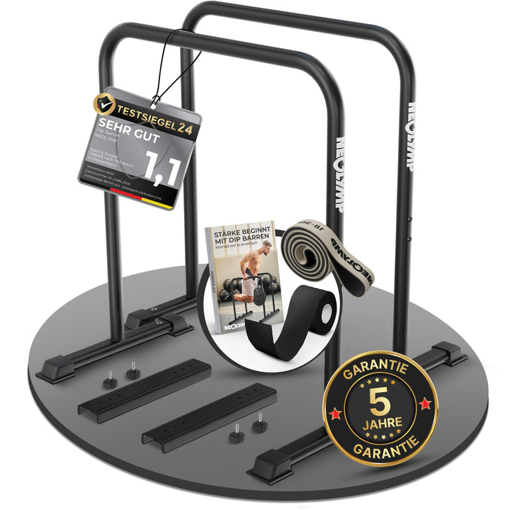 NEOLYMP Dip Barren Calisthenics Equipment – 400kg belastbare Dip Station mit E-Book - verstellbare B