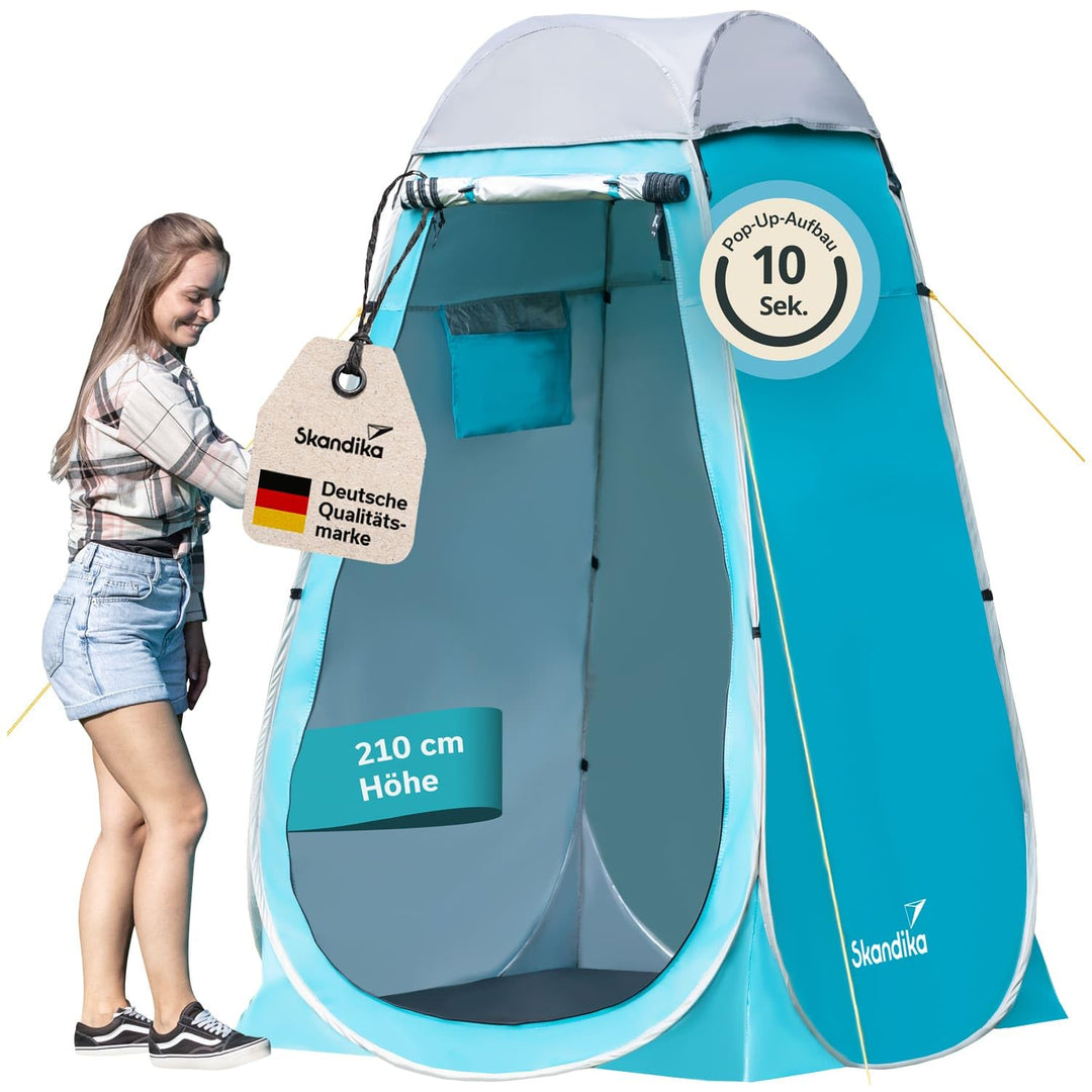 Skandika Camping Pop Up Duschzelt | Umkleidezelt mit 210 cm Stehhöhe, silberbeschichtet, Blickdicht,