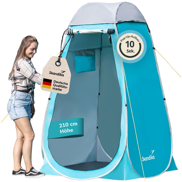 Skandika Camping Pop Up Duschzelt | Umkleidezelt mit 210 cm Stehhöhe, silberbeschichtet, Blickdicht,