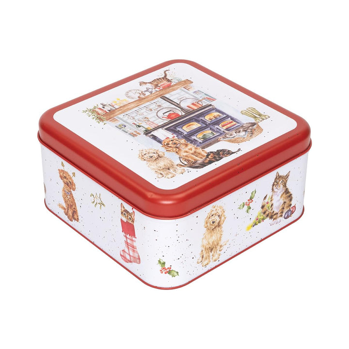 Wrendale Designs Country Kitchen' Weihnachtsdose mit Hund und Katze, quadratisch