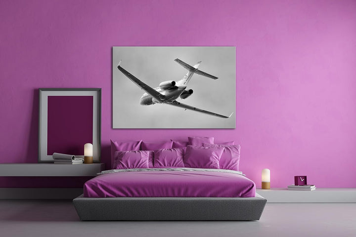 deyoli riesiger Hawker Jet Effekt: Schwarz/Weiss im Format: 80x60 als Leinwandbild, Motiv fertig ger
