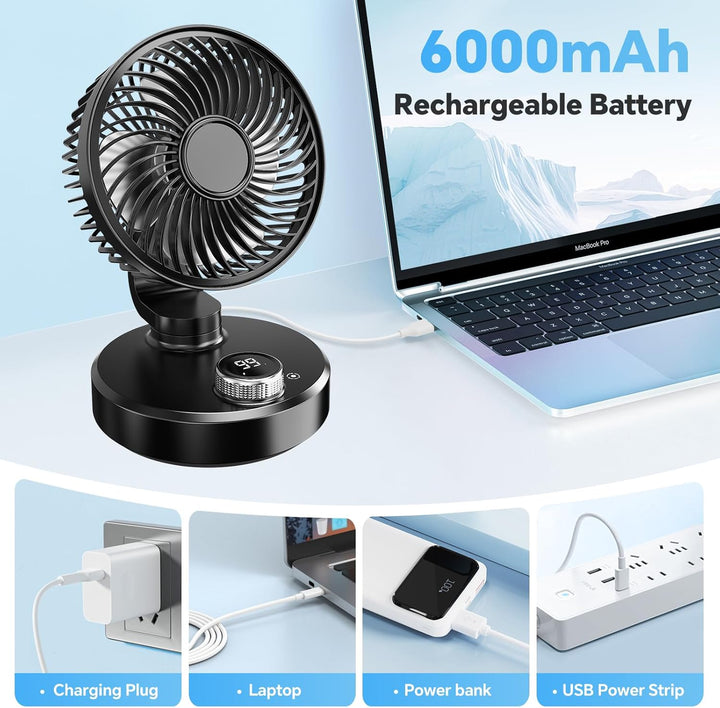 ITJMRJP Tischventilator USB Ventilator Leise 6000mAh Akku Ventilator Kleiner Mini Ventilator Klein D