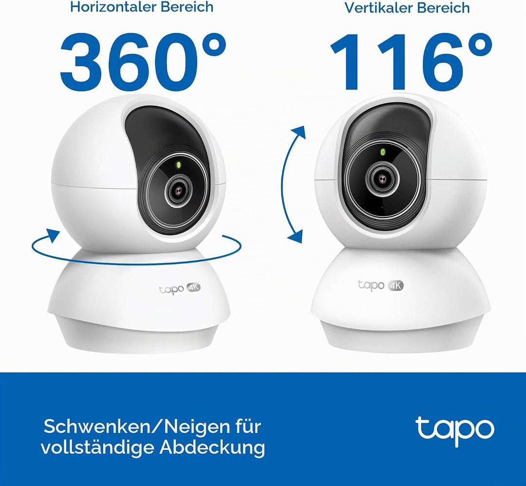 Tapo C250 4K Überwachungskamera Innen 360°, Lokale KI-Erkennung &amp; Bewegungsverfolgung mit Zoom, IR-N