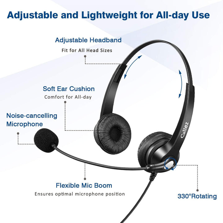Callez USB Headset PC für Business Skype UC Lync SoftPhone Call Center Office, Stereo PC Kopfhörer m