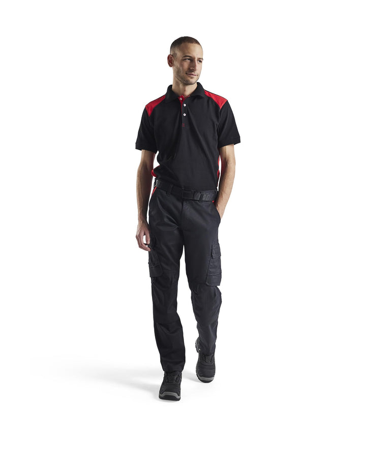 Blaklader 144818329956C64 Industrie Stretch Arbeitshose mit Kniepolstertaschen, Schwarz/Rot, Grösse