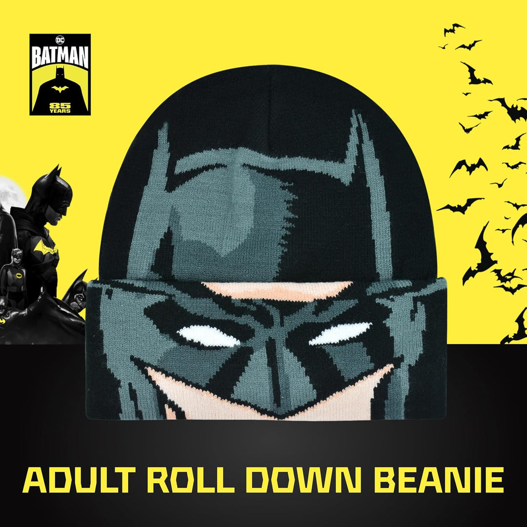 Concept One Unisex-Erwachsene Dc Comics Batman Roll Down Cuff Beanie-Mtze, schwarz, Einheitsgrösse
