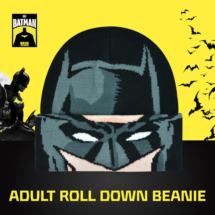 Concept One Unisex-Erwachsene Dc Comics Batman Roll Down Cuff Beanie-Mtze, schwarz, Einheitsgrösse