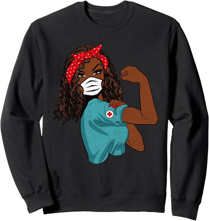 Retro schwarze Krankenschwester mit Maske Sweatshirt
