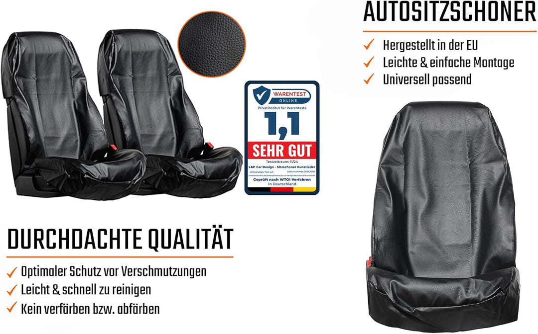 L & P Car Design 2 Stück Sitzschoner Auto Autositzschoner Vordersitze Auto Sitzbezüge Werkstatt Sitz