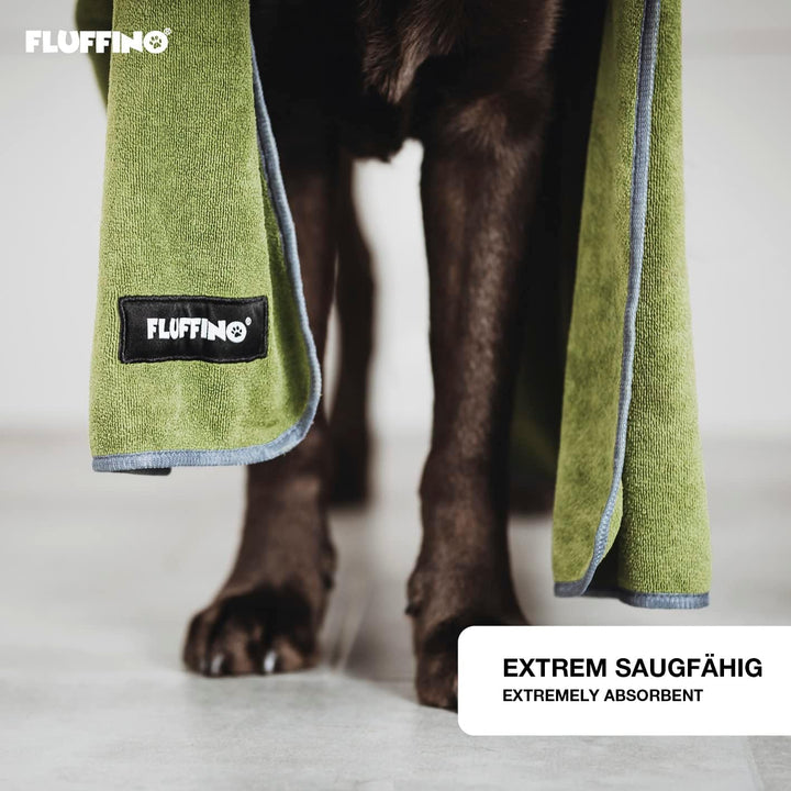 FLUFFINO® 2er Set Hundehandtuch Grösse S/M - 90x50cm, extrem saugfähig und weich | Waschbar bei 60°C