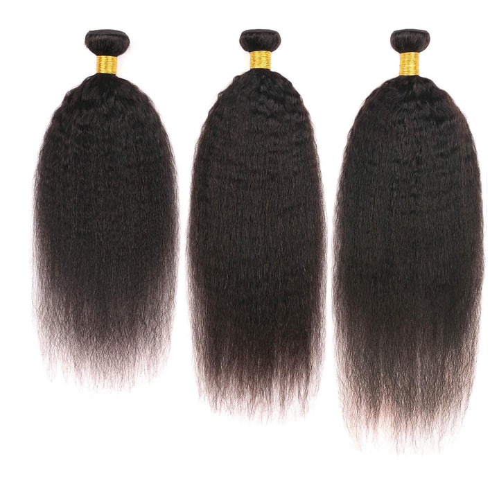 Huarisi Yaki Kinky Straight Human Hair 3 Bundles 18 20 22 Inches Brazilian Yaki Hair Bundles Weaves